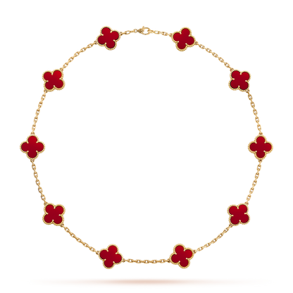 [Cadisa]CLOVER 10 MOTIFS CARNELIAN NECKLACE