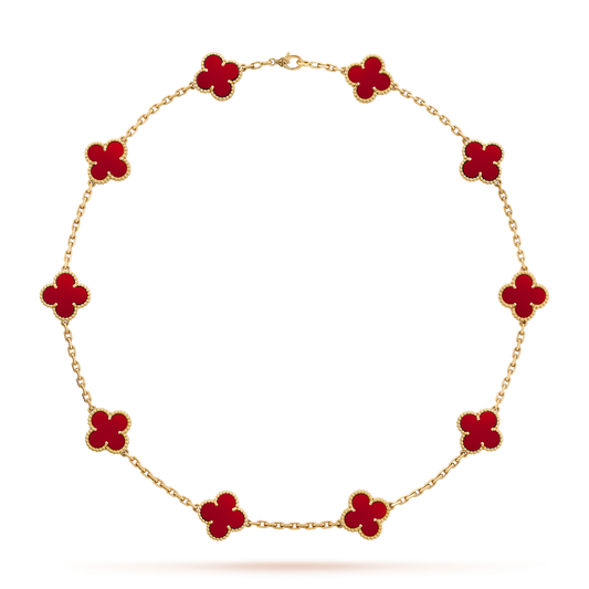 [Cadisa]CLOVER 10 MOTIFS CARNELIAN NECKLACE