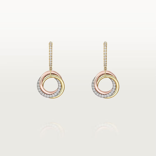 [Cadisa] TRINITY HALF DIAMOND  EARRINGS