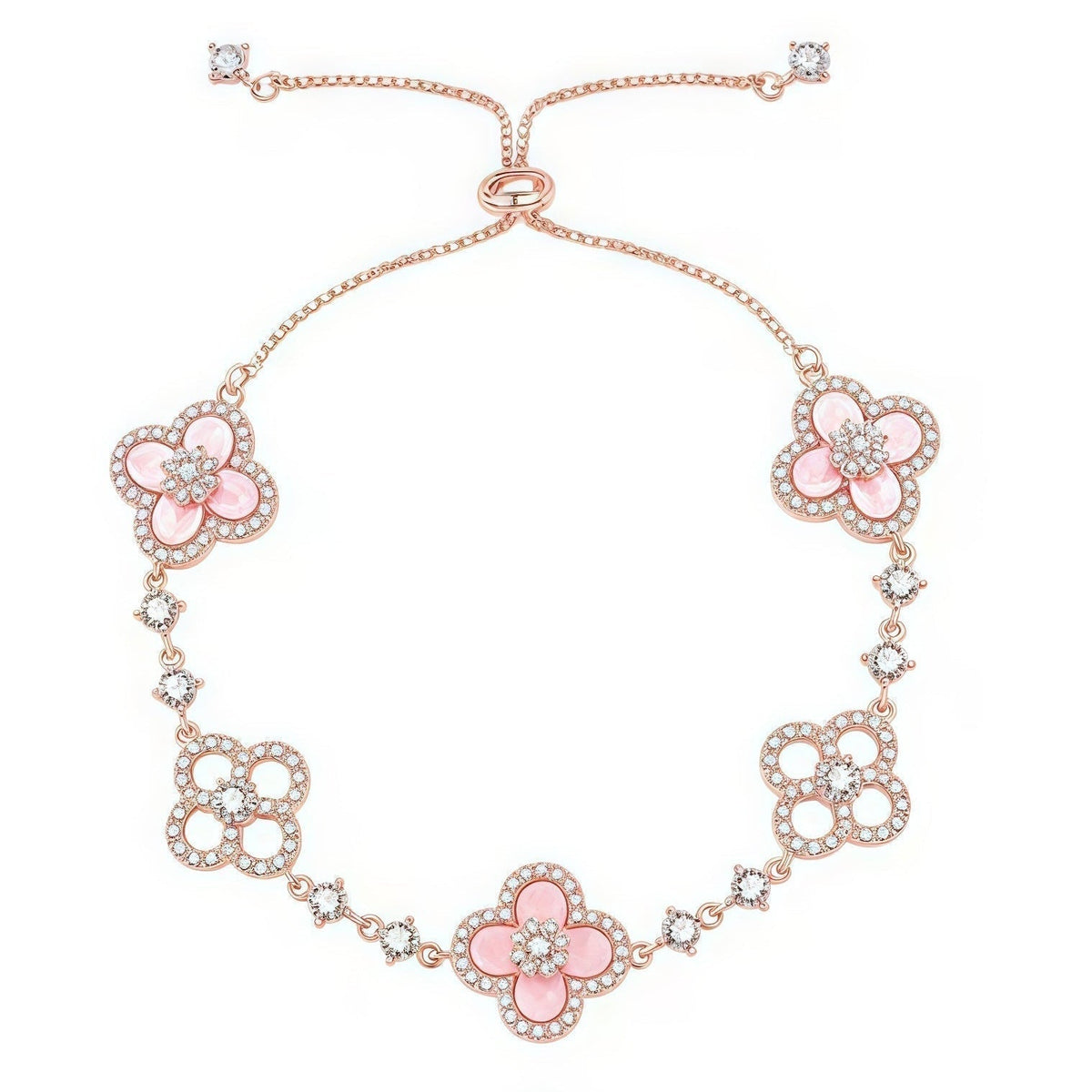 [Cadisa]CLOVER 5 MOTIF PINK BLUE RED WHITE BRACELET