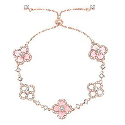 [Cadisa]CLOVER 5 MOTIF PINK BLUE RED WHITE BRACELET
