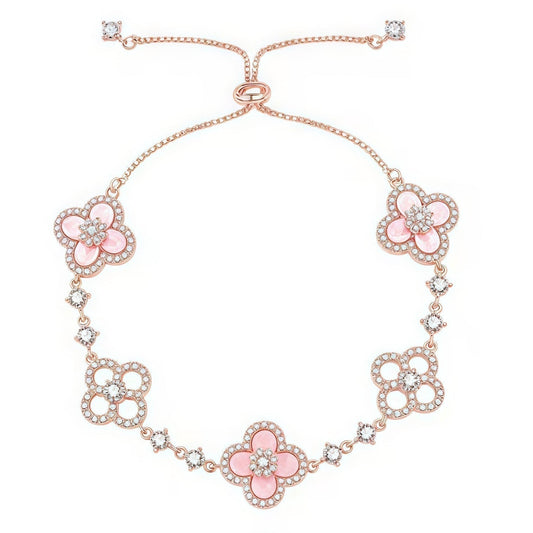 [Cadisa]CLOVER 5 MOTIF PINK BLUE RED WHITE BRACELET