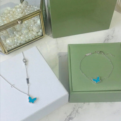 [Cadisa]BUTTERFLY TURQUOISE BUTTERFLY BRACELET SILVER