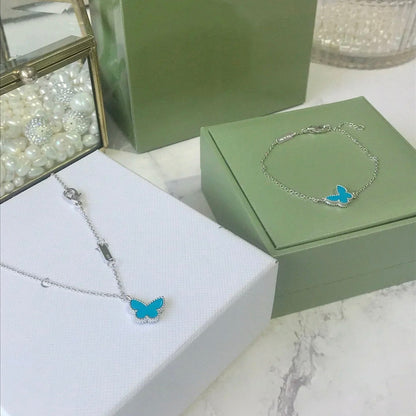 [Cadisa]BUTTERFLY TURQUOISE BUTTERFLY BRACELET SILVER