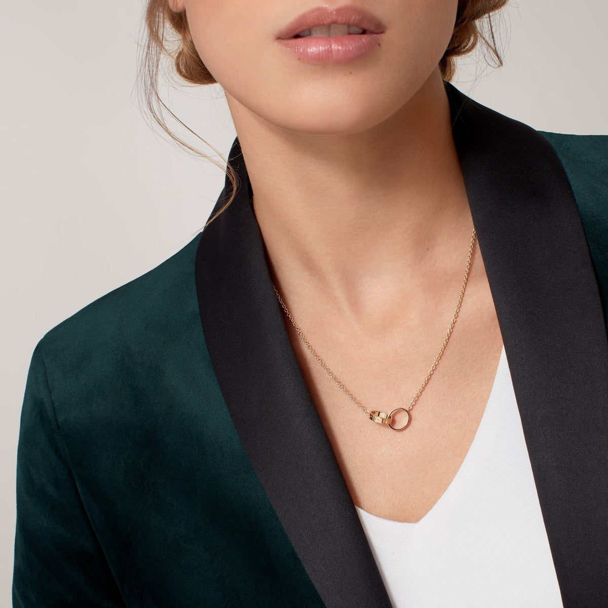 [Cadisa] LOVE DOUBLE RING NECKLACE