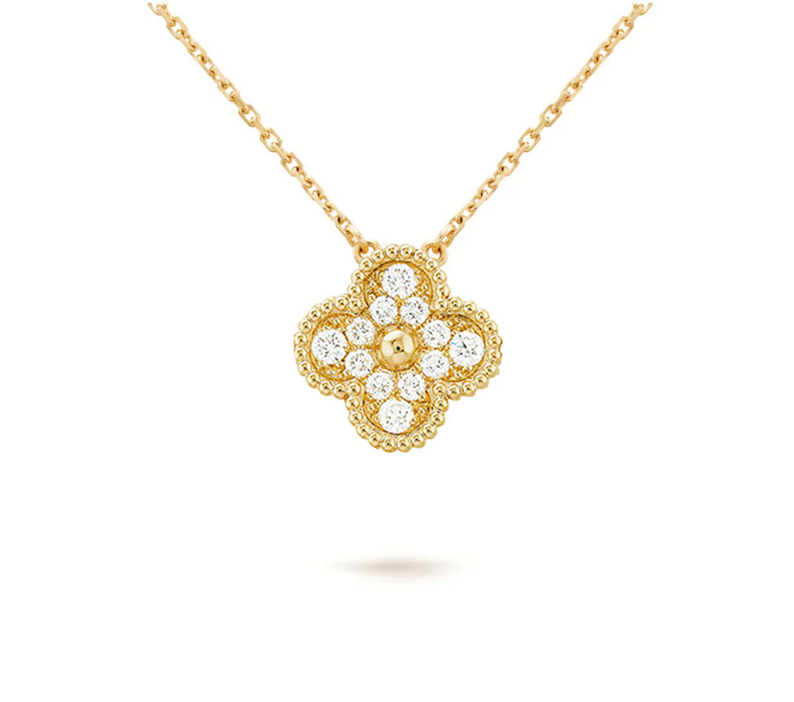 [Cadisa]CLOVER 15MM DIAMOND SINGLE FLOWER NECKLACE COLLECTION