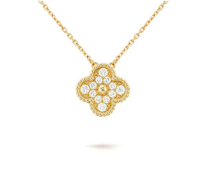[Cadisa]CLOVER 15MM DIAMOND SINGLE FLOWER NECKLACE COLLECTION
