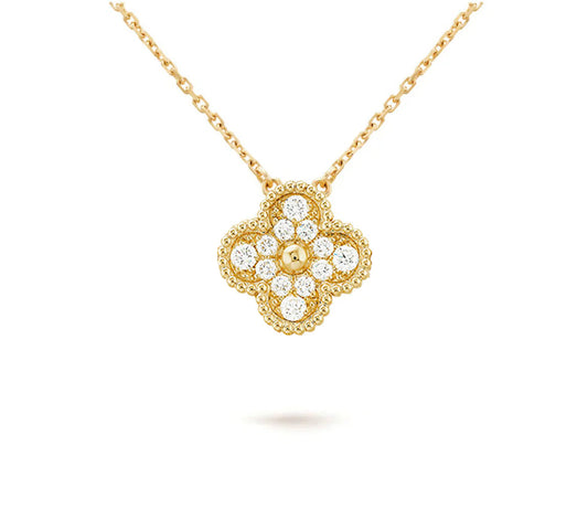 [Cadisa]CLOVER 15MM DIAMOND SINGLE FLOWER NECKLACE COLLECTION