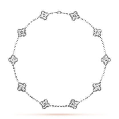 [Cadisa]CLOVER 10 MOTIFS DIAMOND NECKLACE