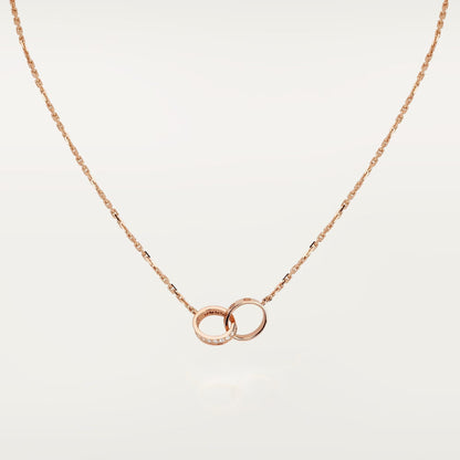 [Cadisa] LOVE DOUBLE RING HALF DIAMOND NECKLACE