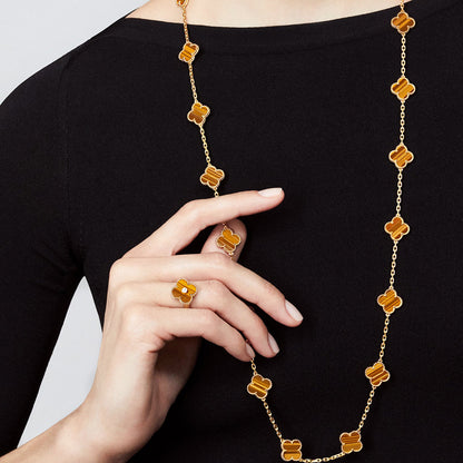 [Cadisa]CLOVER 20 MOTIFS TIGER EYE ROSE GOLD
