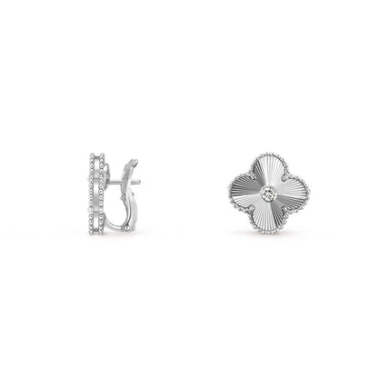 [Cadisa]CLOVER SILVER 15MM MOP DIAMOND EARRINGS COLLECTION