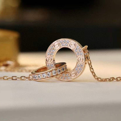 [Cadisa] LOVE  FULL DIAMOND PENDANT NECKLACE
