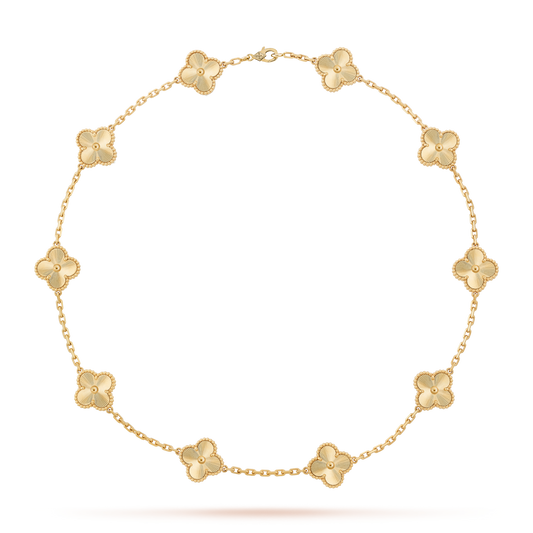 [Cadisa]CLOVER 10 MOTIFS LASER NECKLACE