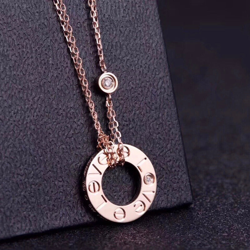 [Cadisa] LOVE NECKLACE 16MM 2 DIAMONDS