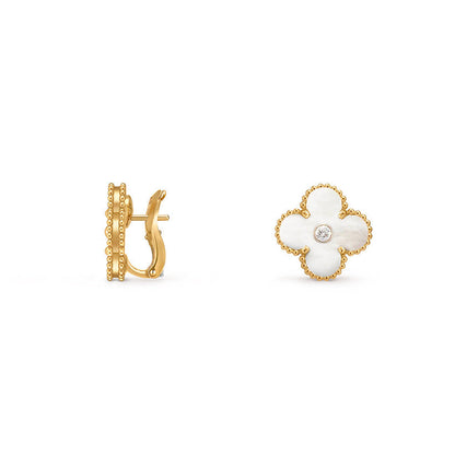 [Cadisa]CLOVER 15MM MOP DIAMOND EARRINGS COLLECTION