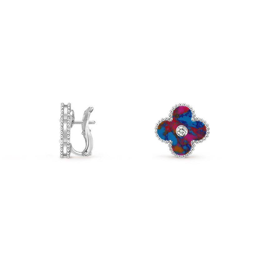 [Cadisa]CLOVER SILVER 15MM MOP DIAMOND EARRINGS COLLECTION