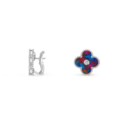 [Cadisa]CLOVER SILVER 15MM MOP DIAMOND EARRINGS COLLECTION