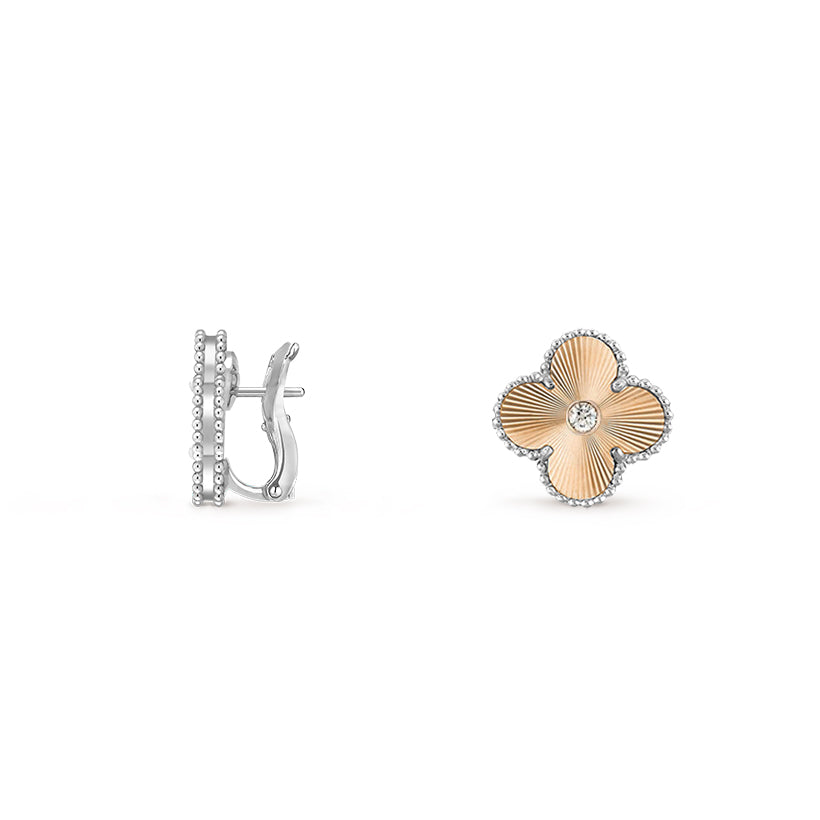 [Cadisa]CLOVER SILVER 15MM MOP DIAMOND EARRINGS COLLECTION
