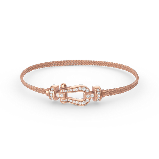 [Cadisa]FORCE SMALL HORSESHOE  DIAMOND CHAIN ROPE BRACELET