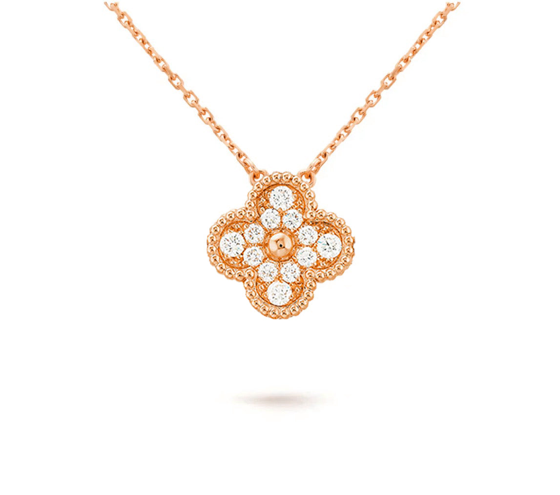 [Cadisa]CLOVER 15MM DIAMOND SINGLE FLOWER NECKLACE COLLECTION