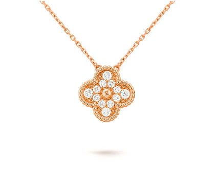 [Cadisa]CLOVER 15MM DIAMOND SINGLE FLOWER NECKLACE COLLECTION