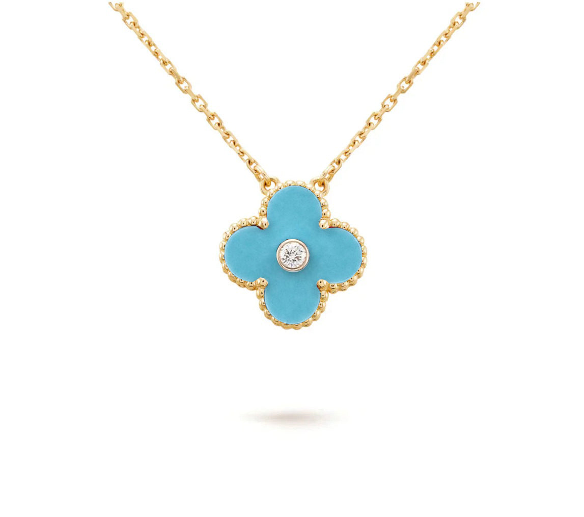 [Cadisa]CLOVER 15MM DIAMOND SINGLE FLOWER NECKLACE COLLECTION