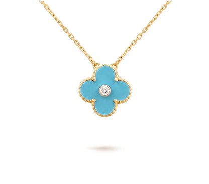 [Cadisa]CLOVER 15MM DIAMOND SINGLE FLOWER NECKLACE COLLECTION