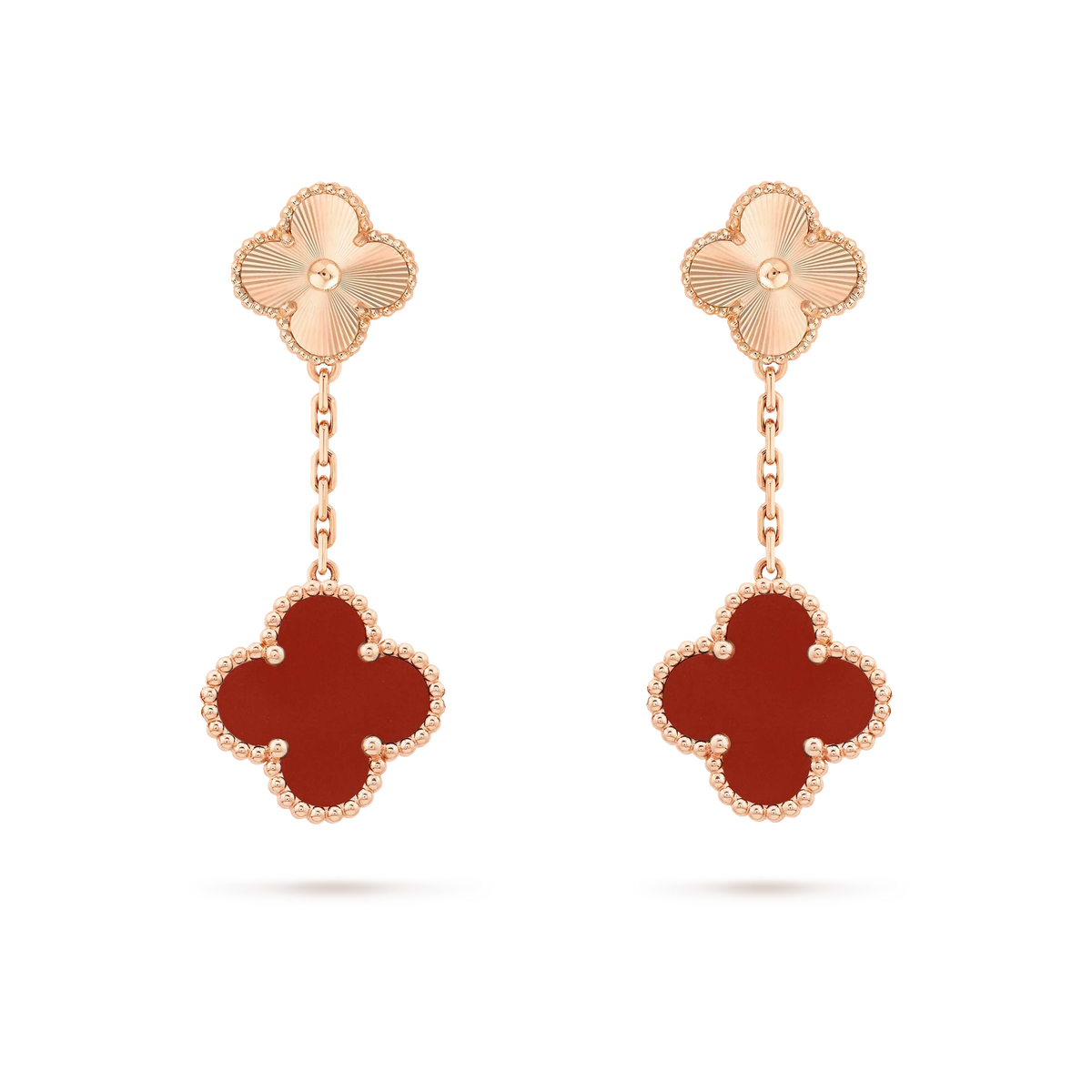 [Cadisa]CLOVER 2 MOTIF  LASER CARNELIAN EARRINGS