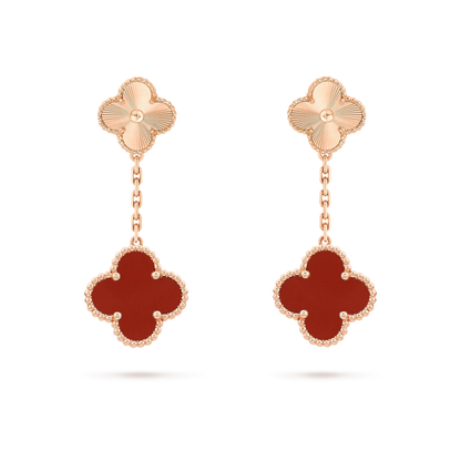[Cadisa]CLOVER 2 MOTIF  LASER CARNELIAN EARRINGS
