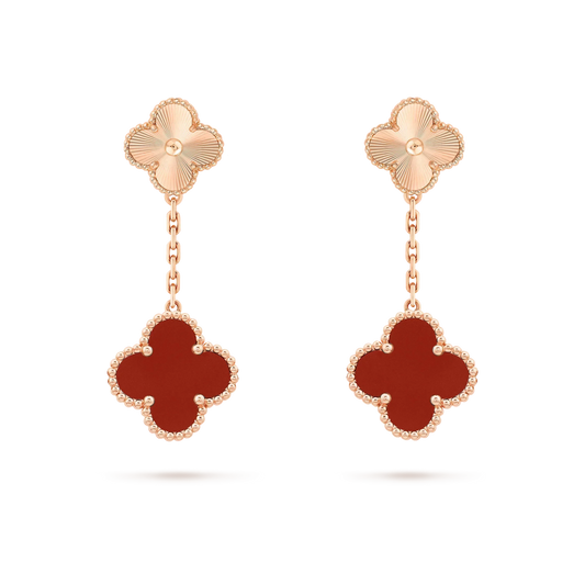 [Cadisa]CLOVER 2 MOTIF  LASER CARNELIAN EARRINGS