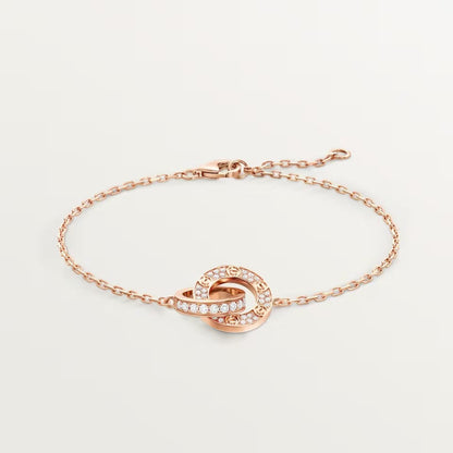 [Cadisa] LOVE DOUBLE RING FULL DIAMOND BRACELET