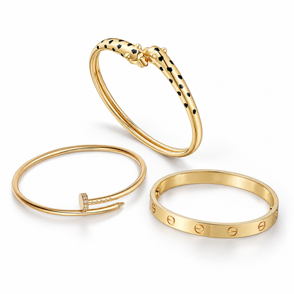 [Cadisa] Panth¨¨re & LOVE  & JUSTE  Diamond Bracelet Stack Set