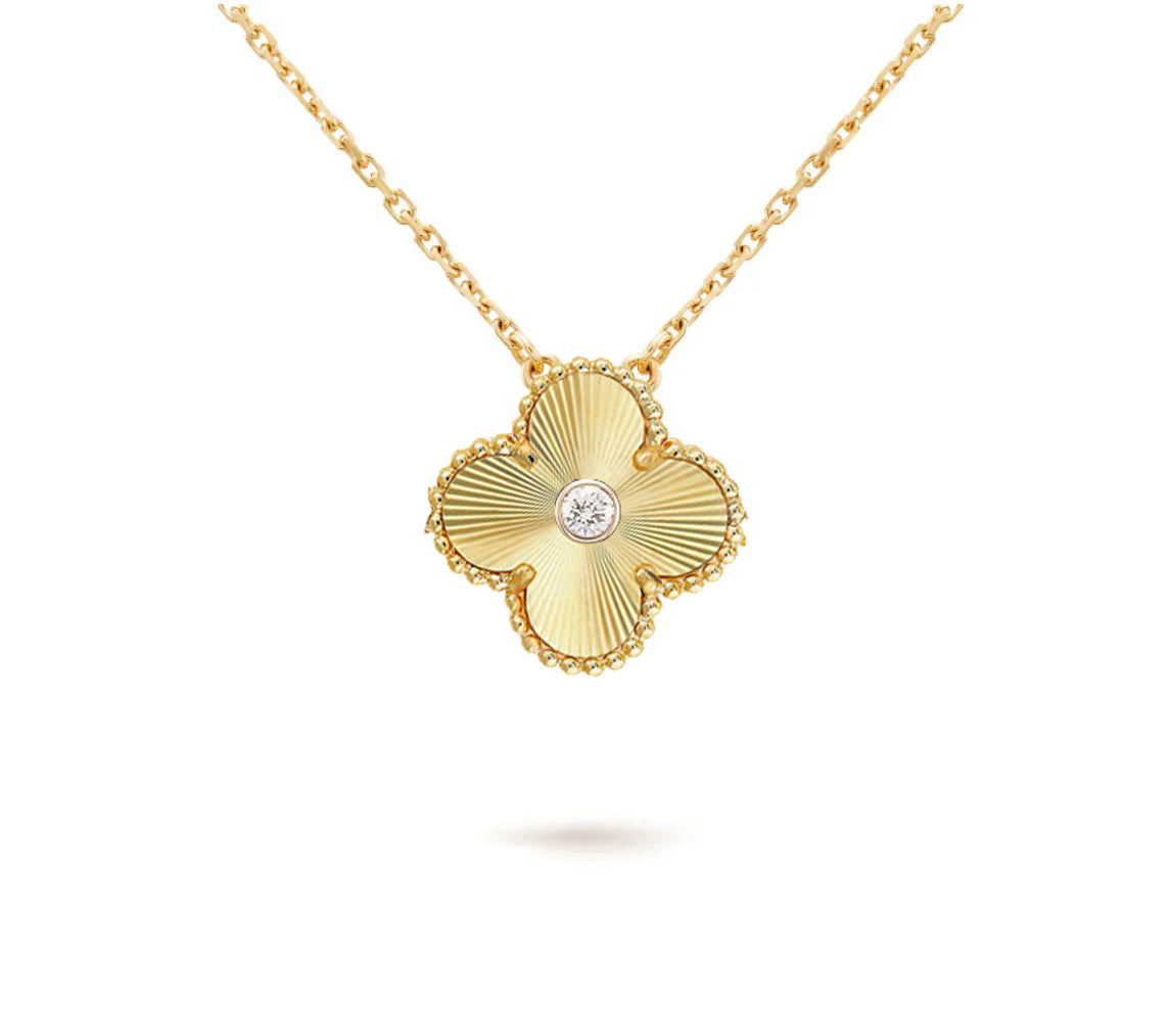 [Cadisa]CLOVER 15MM DIAMOND SINGLE FLOWER NECKLACE COLLECTION