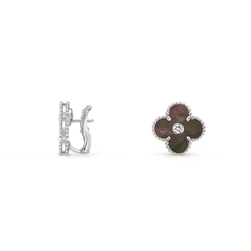 [Cadisa]CLOVER SILVER 15MM MOP DIAMOND EARRINGS COLLECTION