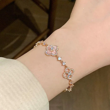 [Cadisa]CLOVER 5 MOTIF PINK BLUE RED WHITE BRACELET