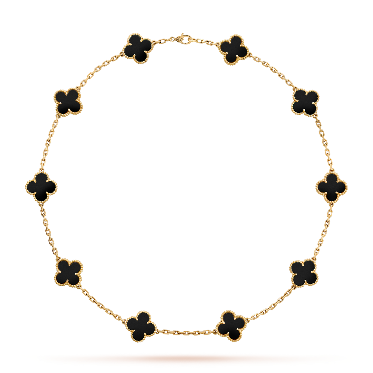 [Cadisa]CLOVER 10 MOTIFS ONYX NECKLACE