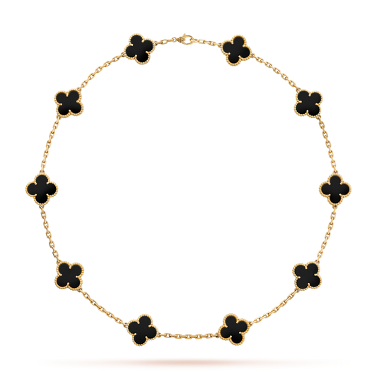 [Cadisa]CLOVER 10 MOTIFS ONYX NECKLACE