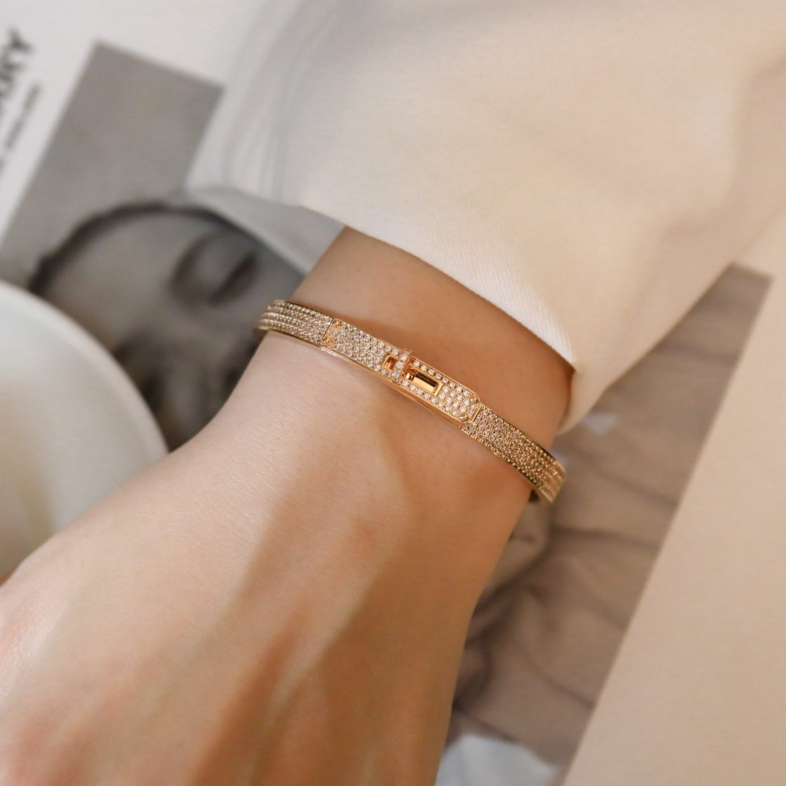 [Cadisa]KELLY BRACELET DIAMOND PAVED