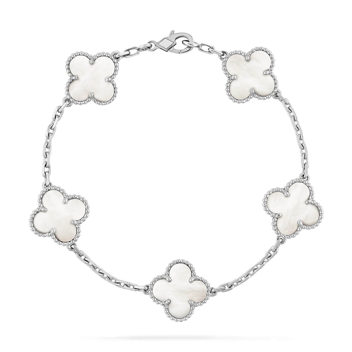 [Cadisa]CLOVER WHITE PEARL MOP 5 MOTIF BRACELET COLLECTION