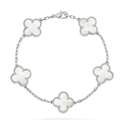 [Cadisa]CLOVER WHITE PEARL MOP 5 MOTIF BRACELET COLLECTION