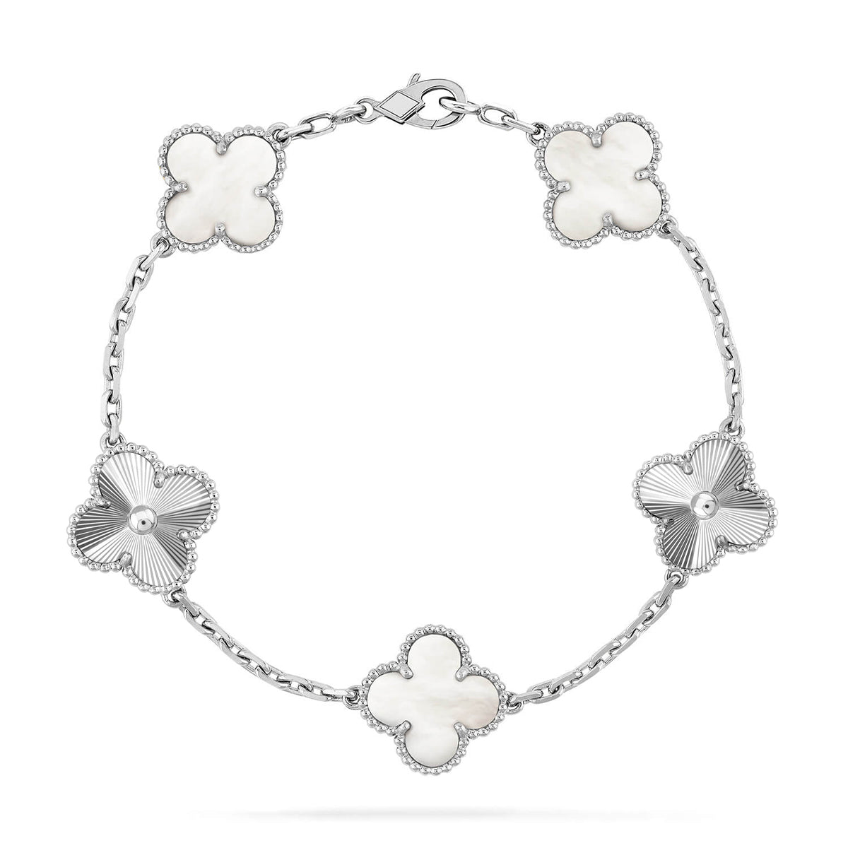 [Cadisa]CLOVER WHITE PEARL MOP 5 MOTIF BRACELET COLLECTION