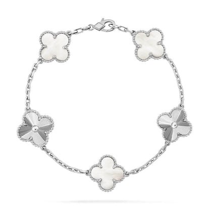 [Cadisa]CLOVER WHITE PEARL MOP 5 MOTIF BRACELET COLLECTION