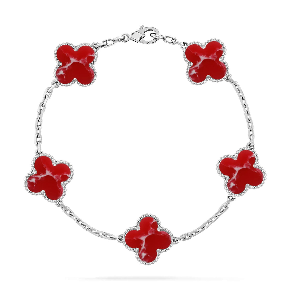 [Cadisa]CLOVER 5 MOTIF RED PATTERN BRACELET COLLECTION