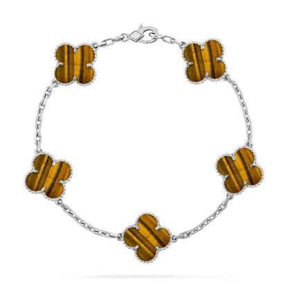 [Cadisa] CLOVER 5 MOTIFS TIGER EYE BRACELET COLLECTION