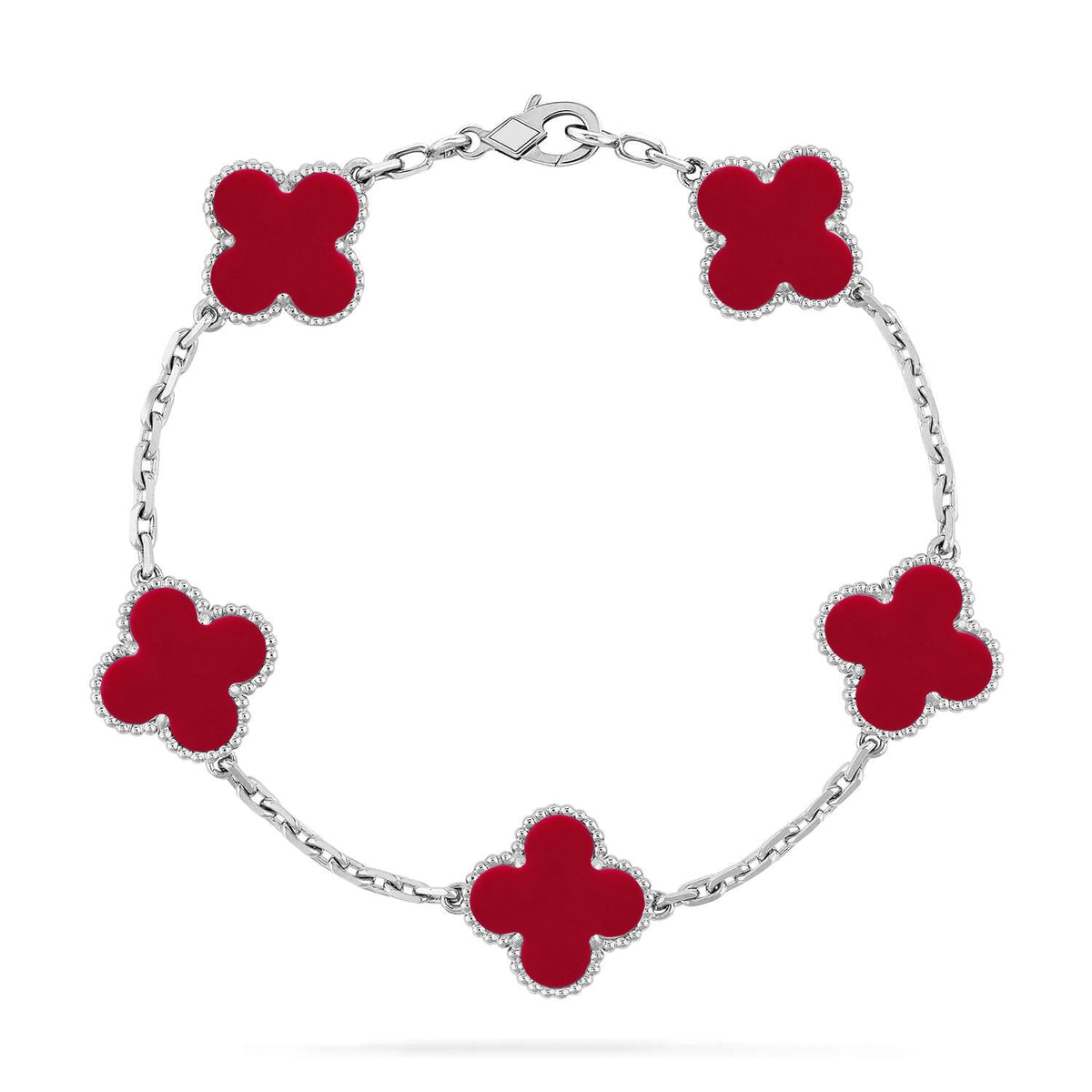 [Cadisa] CLOVER 5 MOTIF RED CORNELIAN BRACELET COLLECTION
