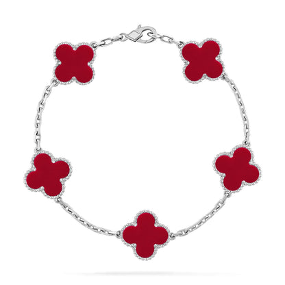 [Cadisa] CLOVER 5 MOTIF RED CORNELIAN BRACELET COLLECTION