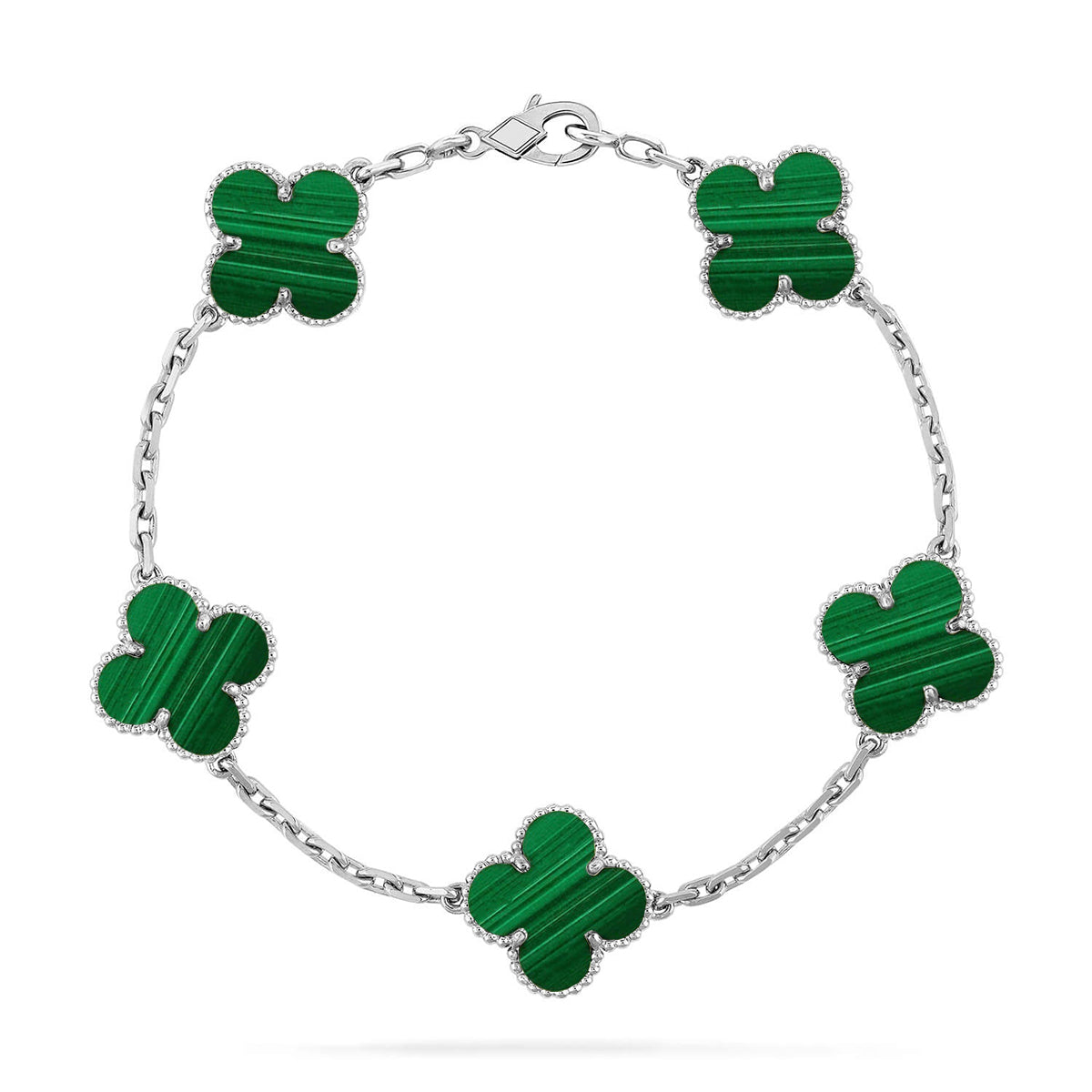 [Cadisa] CLOVER 5 MOTIF MALACHITE BRACELET COLLECTION