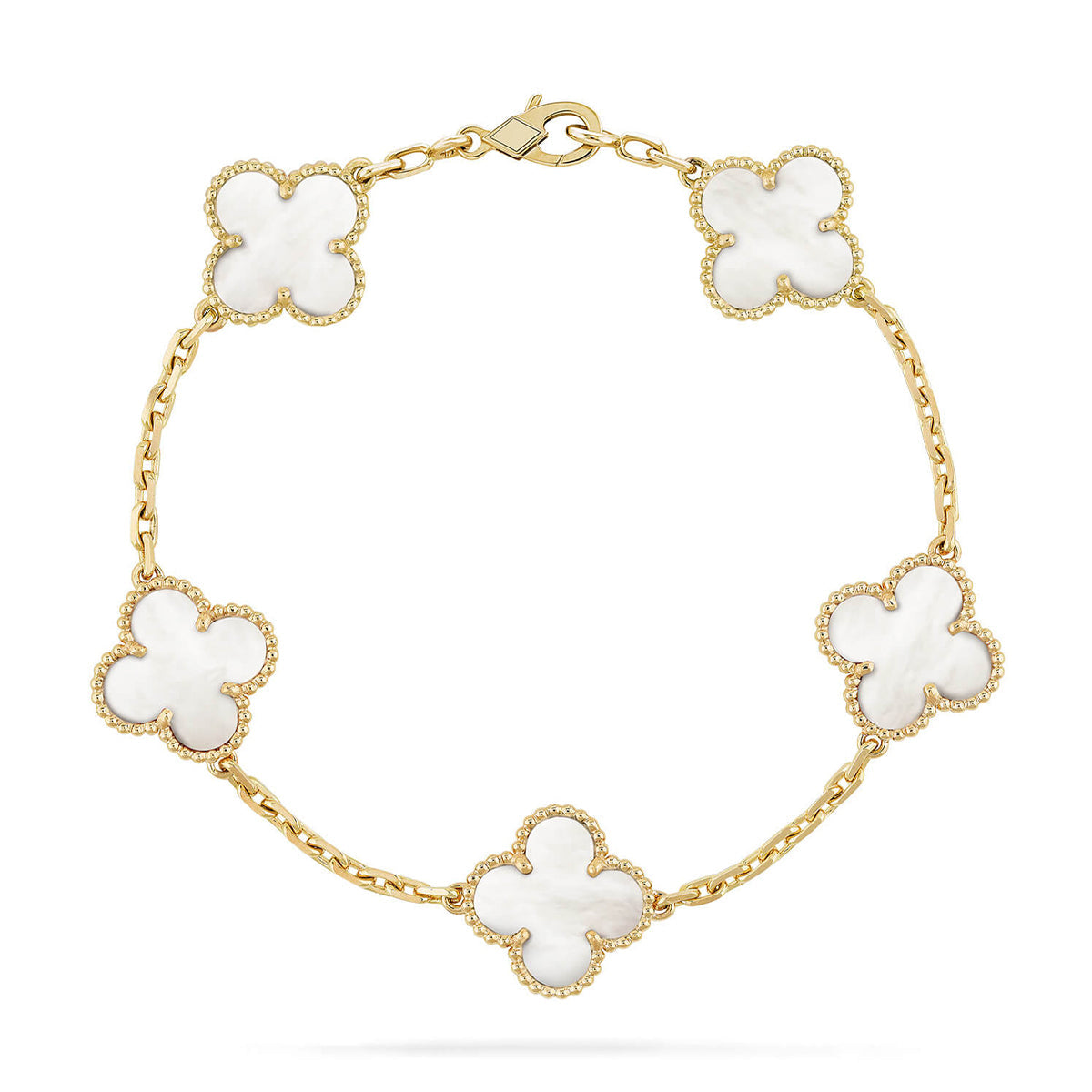 [Cadisa]CLOVER WHITE PEARL MOP 5 MOTIF BRACELET COLLECTION