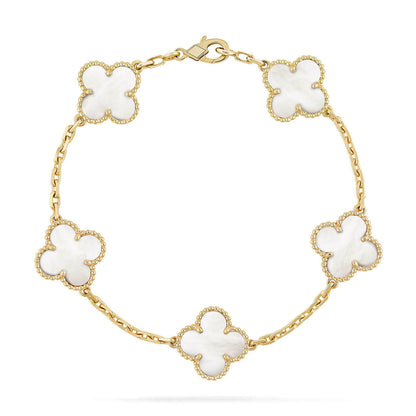 [Cadisa]CLOVER WHITE PEARL MOP 5 MOTIF BRACELET COLLECTION